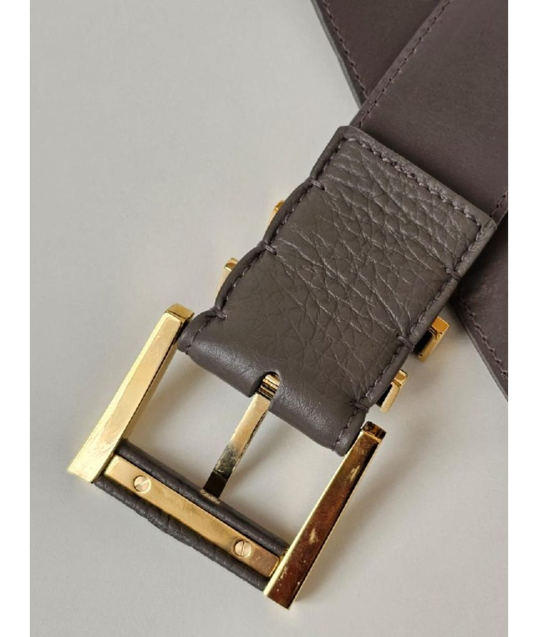 LORO PIANA Серый кожаный ремень, фото 7