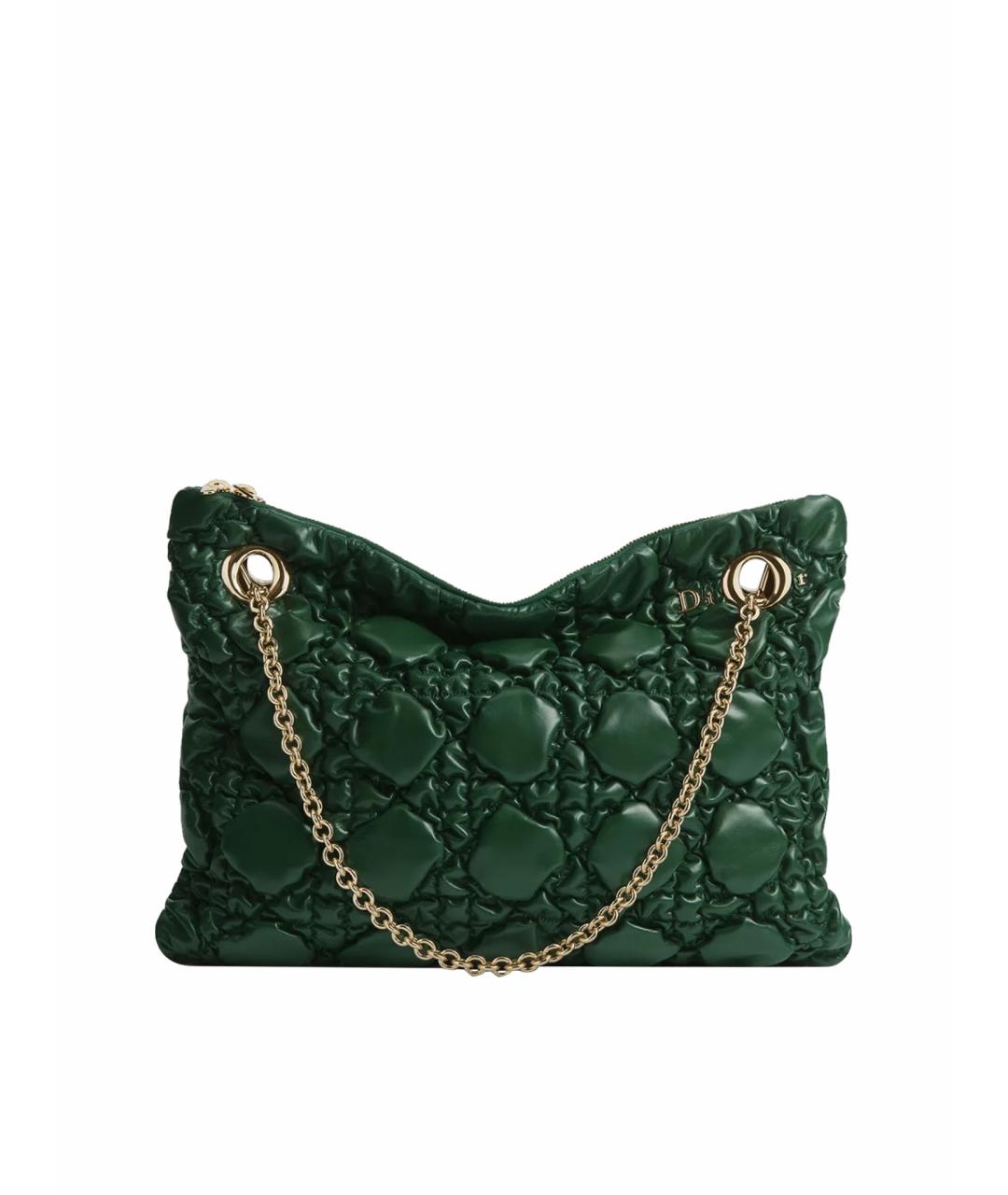 CHRISTIAN DIOR Зеленая кожаная сумка тоут, фото 1