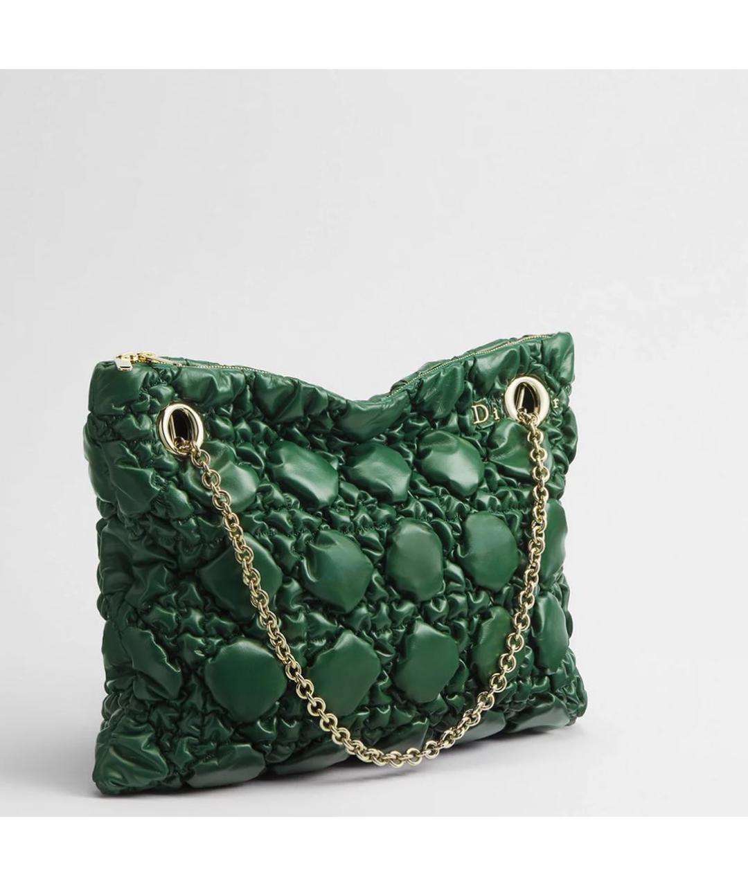 CHRISTIAN DIOR Зеленая кожаная сумка тоут, фото 2