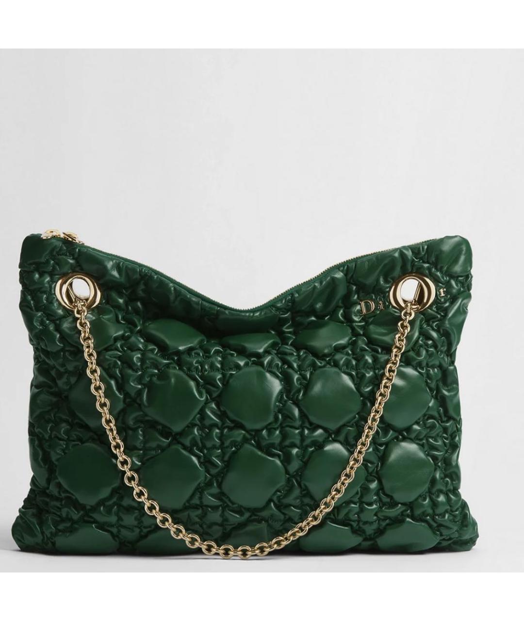 CHRISTIAN DIOR Зеленая кожаная сумка тоут, фото 4