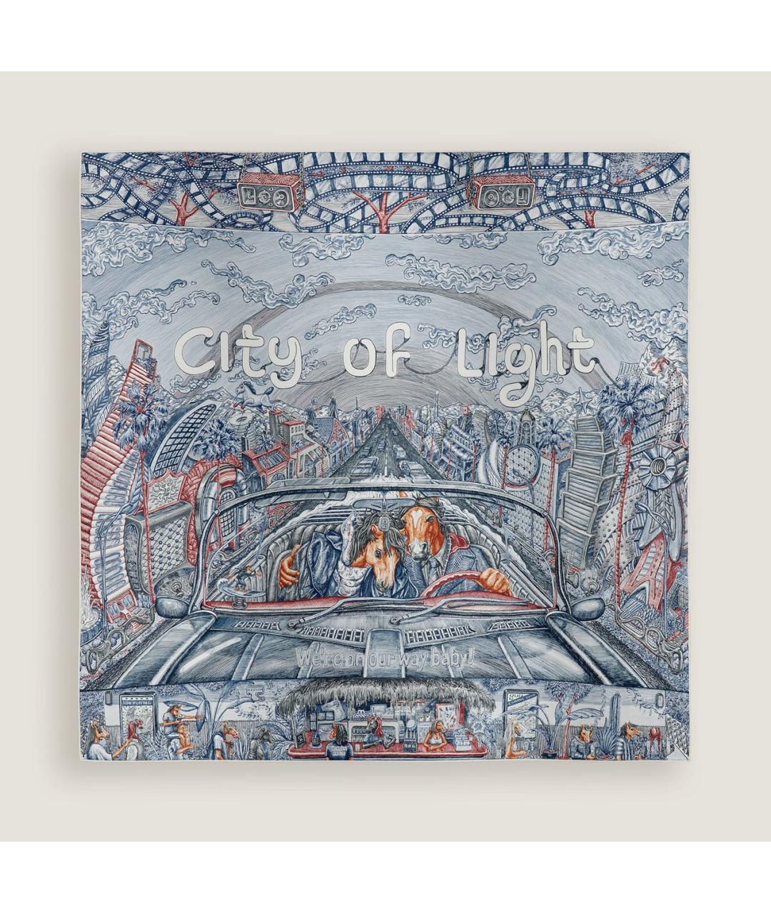 HERMES Синий шелковый платок, фото 5