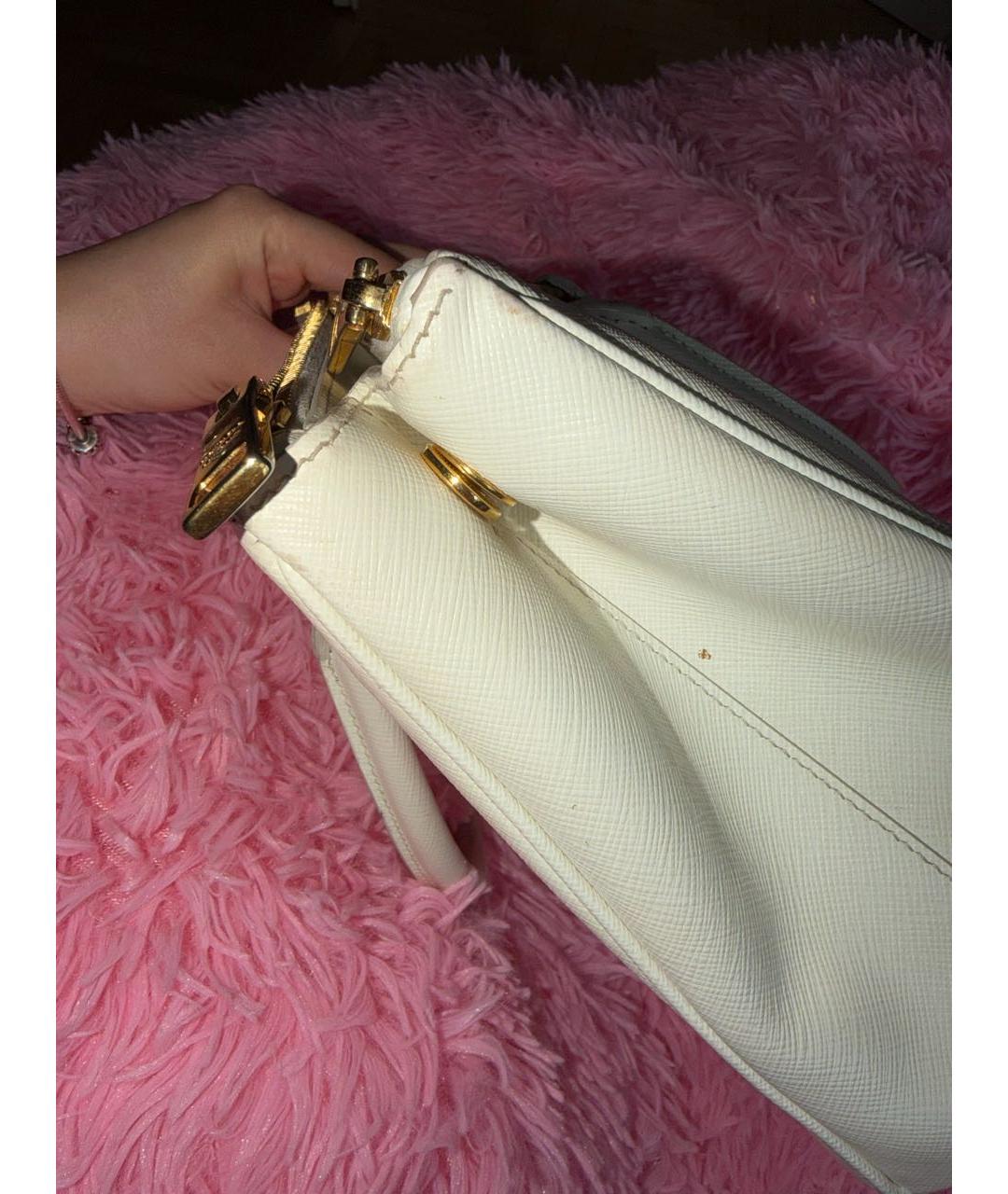 PRADA Белая кожаная сумка с короткими ручками, фото 7