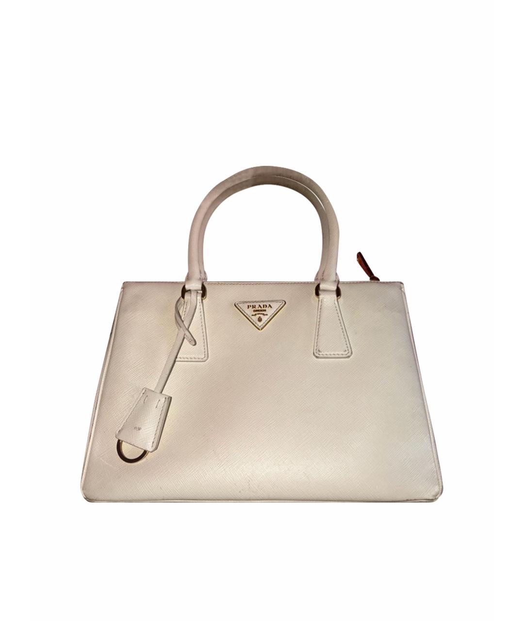 PRADA Белая кожаная сумка с короткими ручками, фото 1
