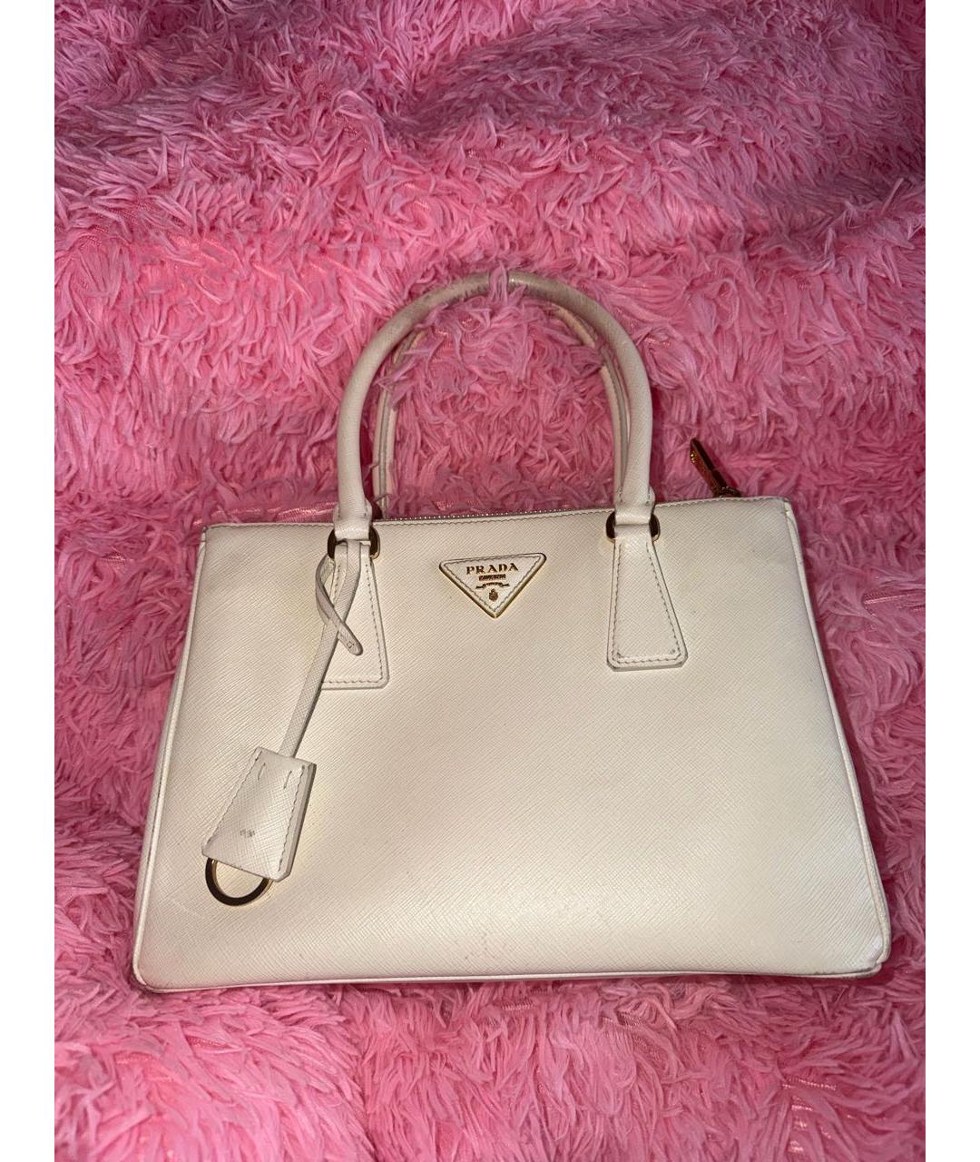 PRADA Белая кожаная сумка с короткими ручками, фото 8