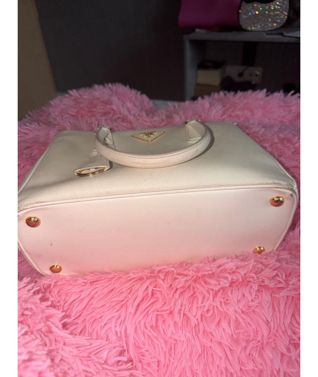 PRADA Белая кожаная сумка с короткими ручками, фото 6