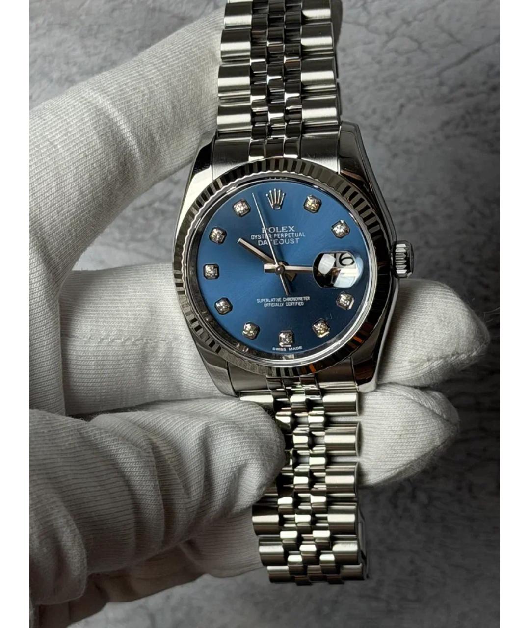 ROLEX Синие часы из белого золота, фото 2