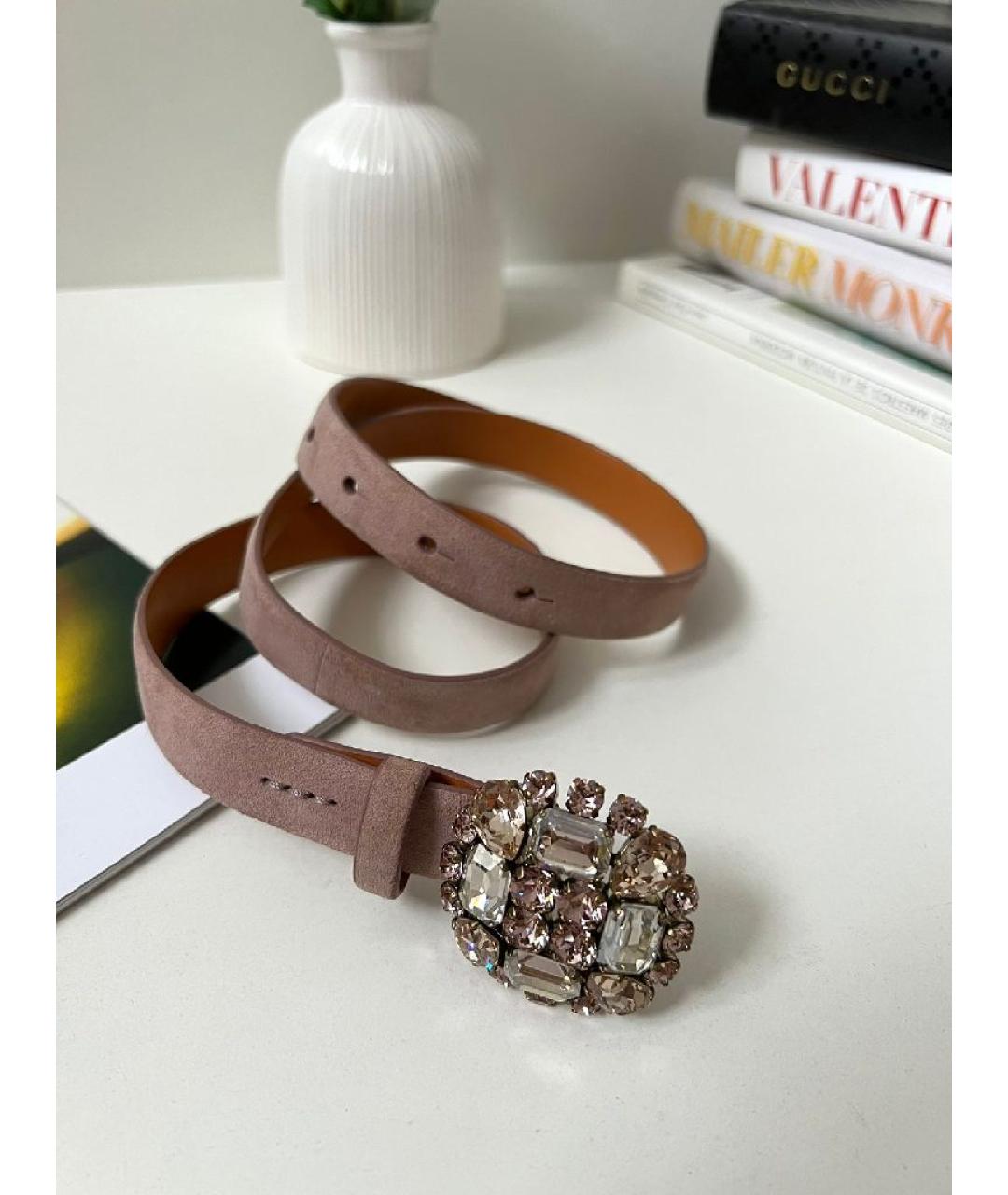 RALPH LAUREN Коралловый замшевый ремень, фото 10