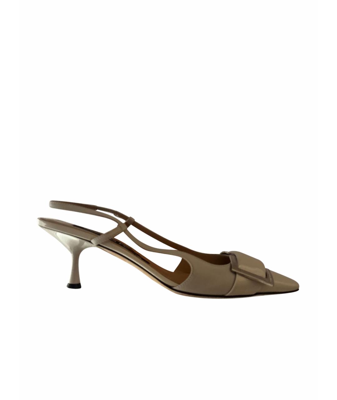 SERGIO ROSSI Бежевые туфли из лакированной кожи, фото 1