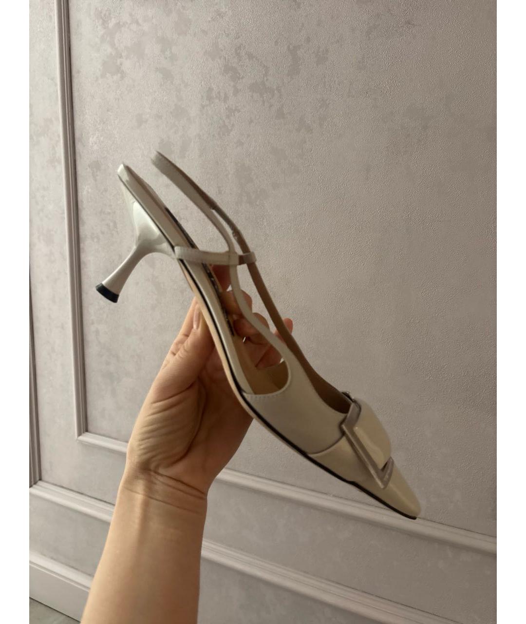 SERGIO ROSSI Бежевые туфли из лакированной кожи, фото 7