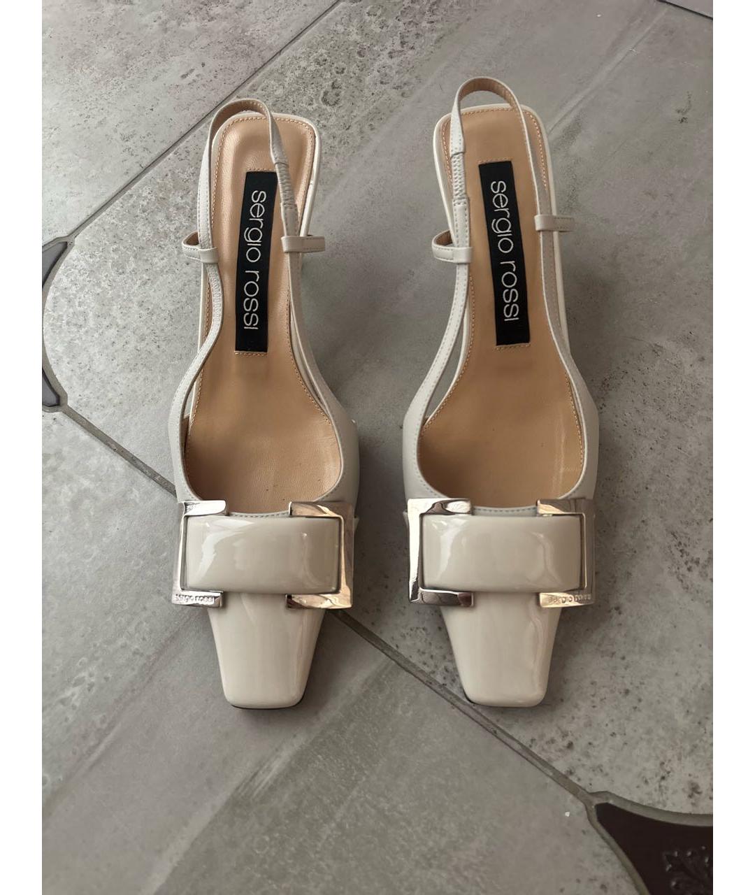 SERGIO ROSSI Бежевые туфли из лакированной кожи, фото 2