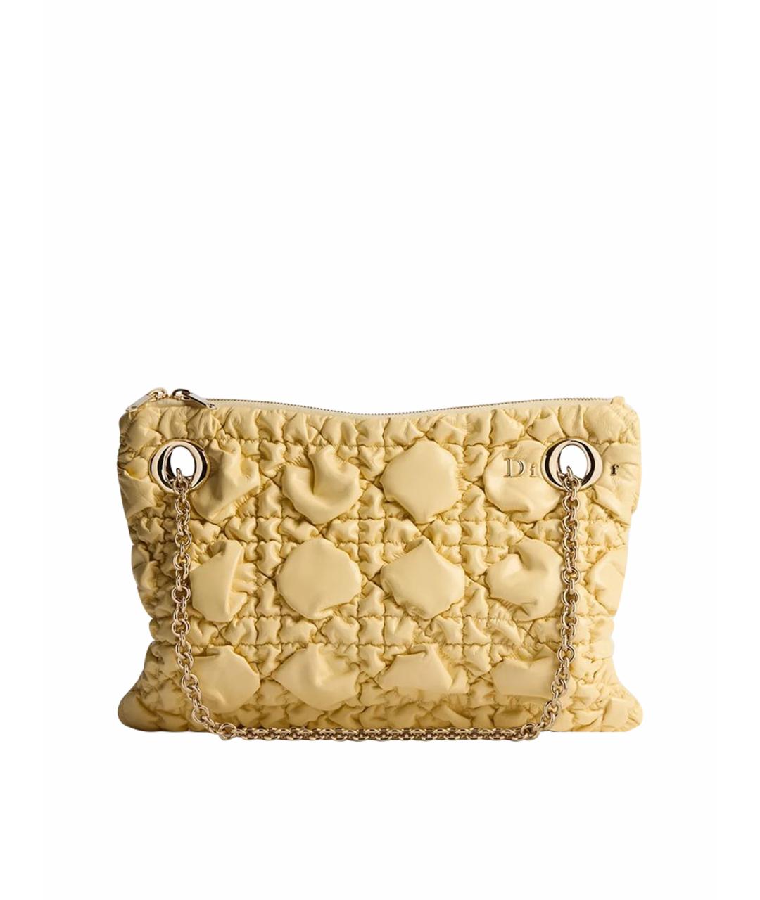 CHRISTIAN DIOR Желтая кожаная сумка тоут, фото 1