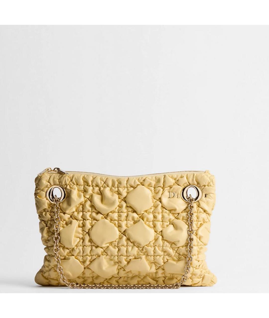 CHRISTIAN DIOR Желтая кожаная сумка тоут, фото 4