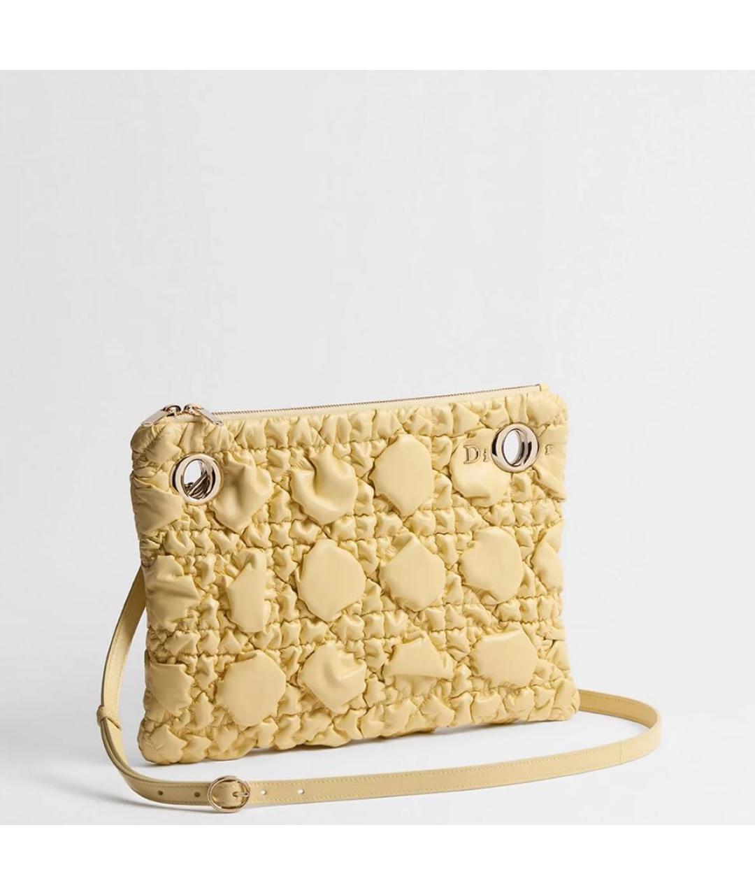 CHRISTIAN DIOR Желтая кожаная сумка тоут, фото 2