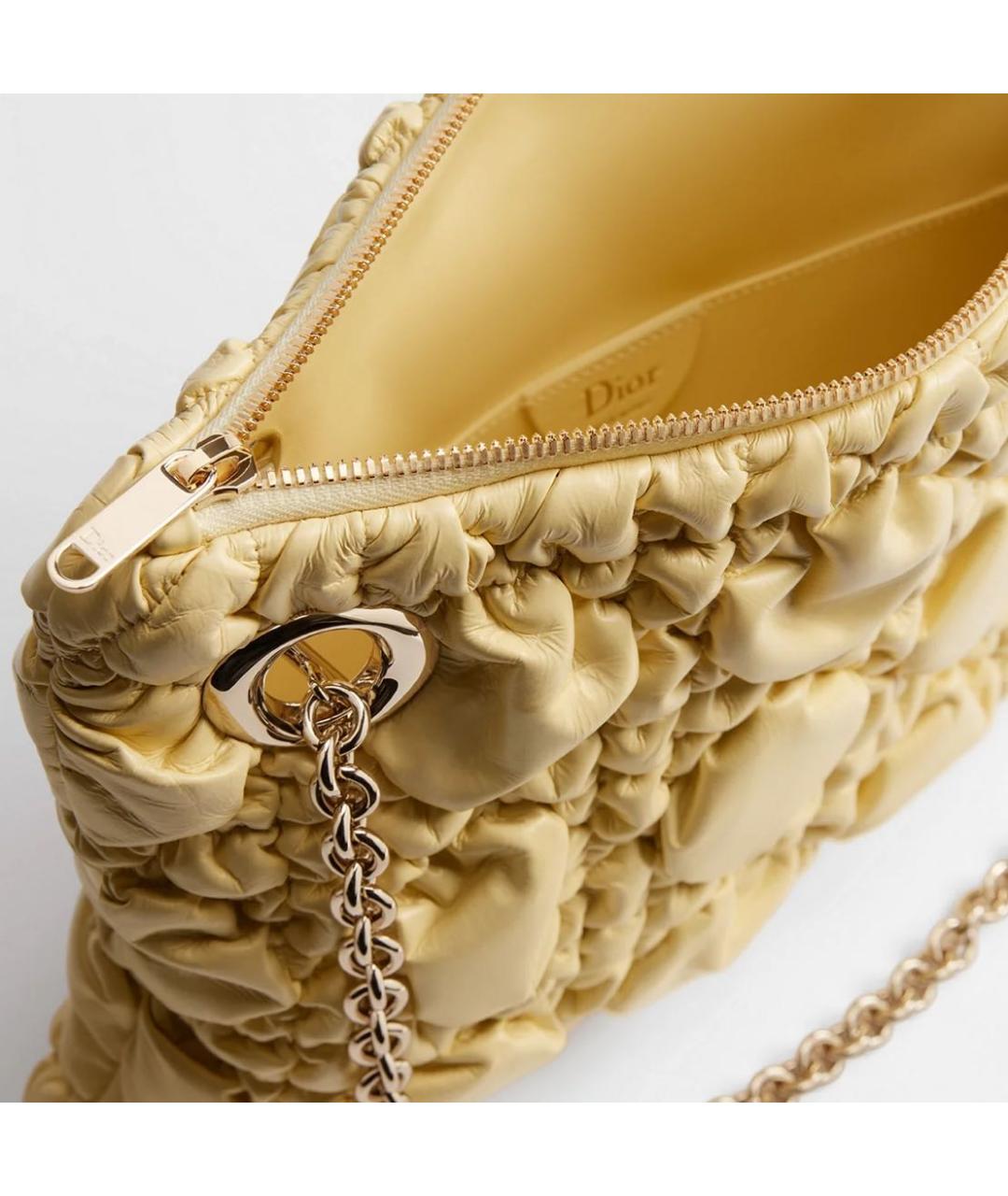 CHRISTIAN DIOR Желтая кожаная сумка тоут, фото 3