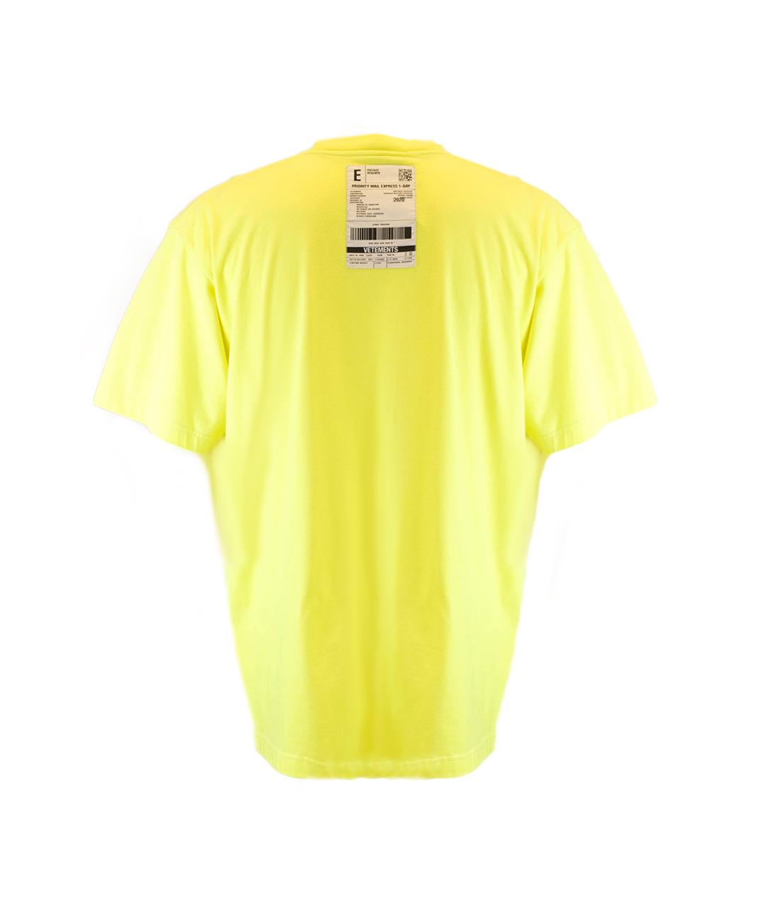 VETEMENTS Желтая хлопковая футболка, фото 2