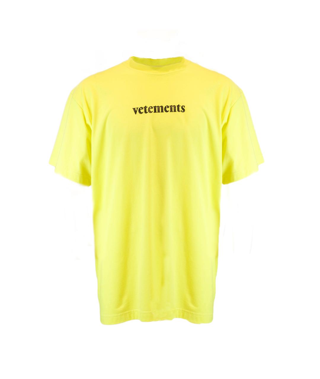 VETEMENTS Желтая хлопковая футболка, фото 7