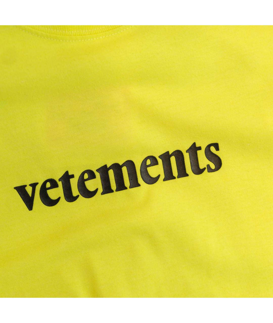 VETEMENTS Желтая хлопковая футболка, фото 4