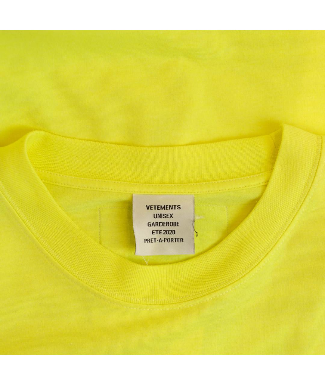 VETEMENTS Желтая хлопковая футболка, фото 3