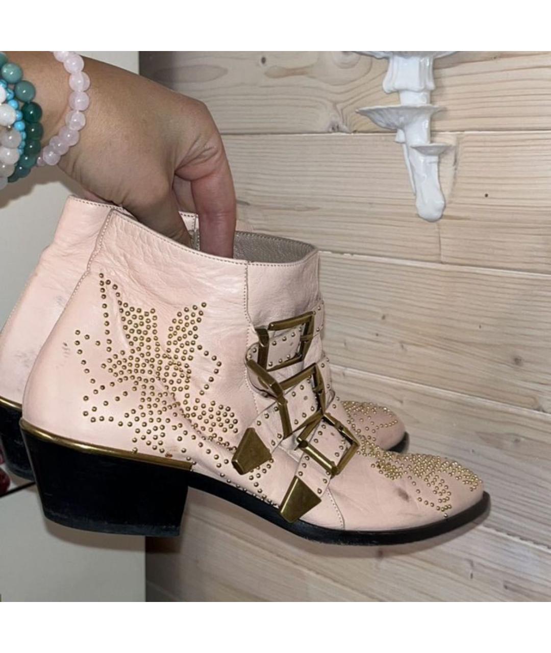 CHLOE Розовые кожаные полусапоги, фото 9