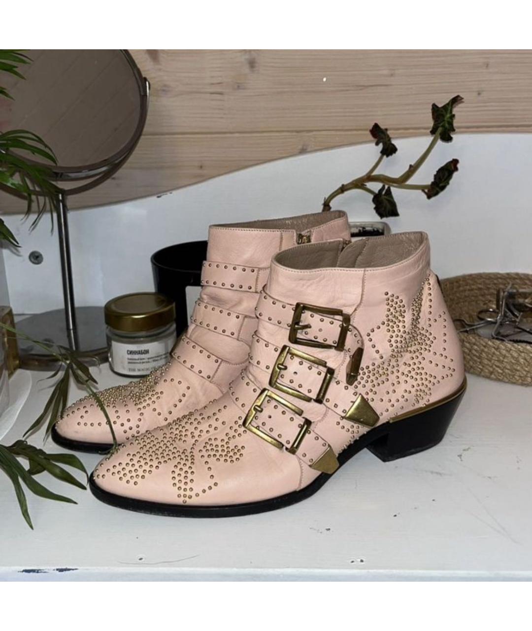 CHLOE Розовые кожаные полусапоги, фото 2