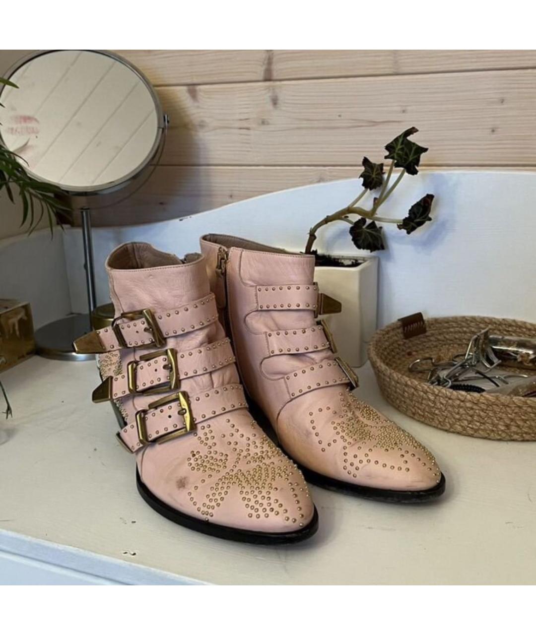 CHLOE Розовые кожаные полусапоги, фото 4