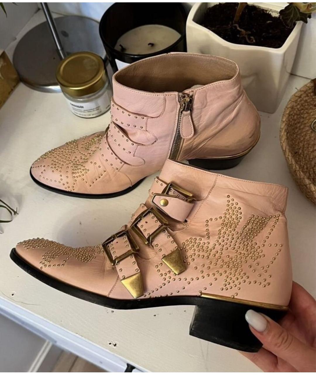 CHLOE Розовые кожаные полусапоги, фото 5