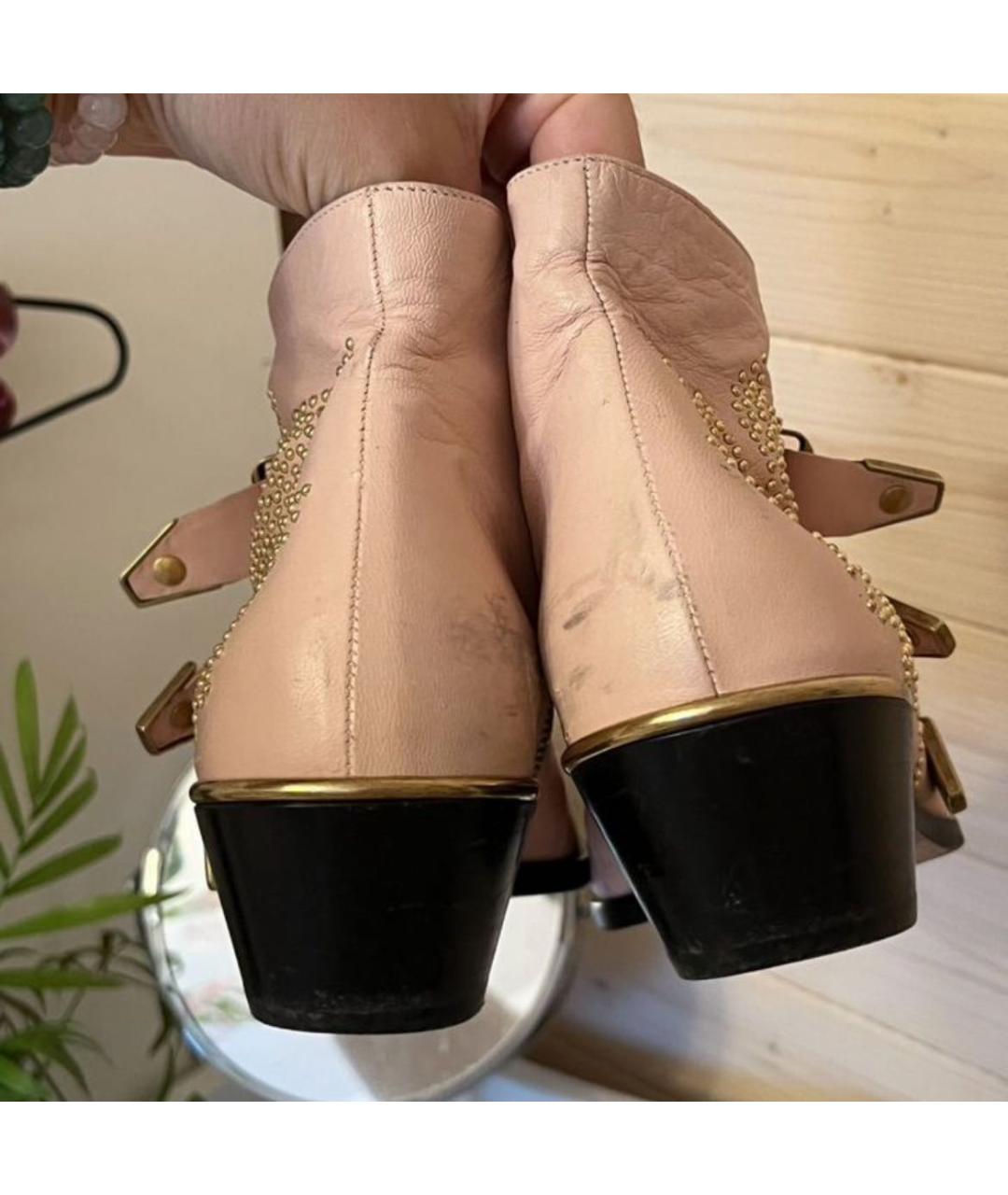 CHLOE Розовые кожаные полусапоги, фото 7