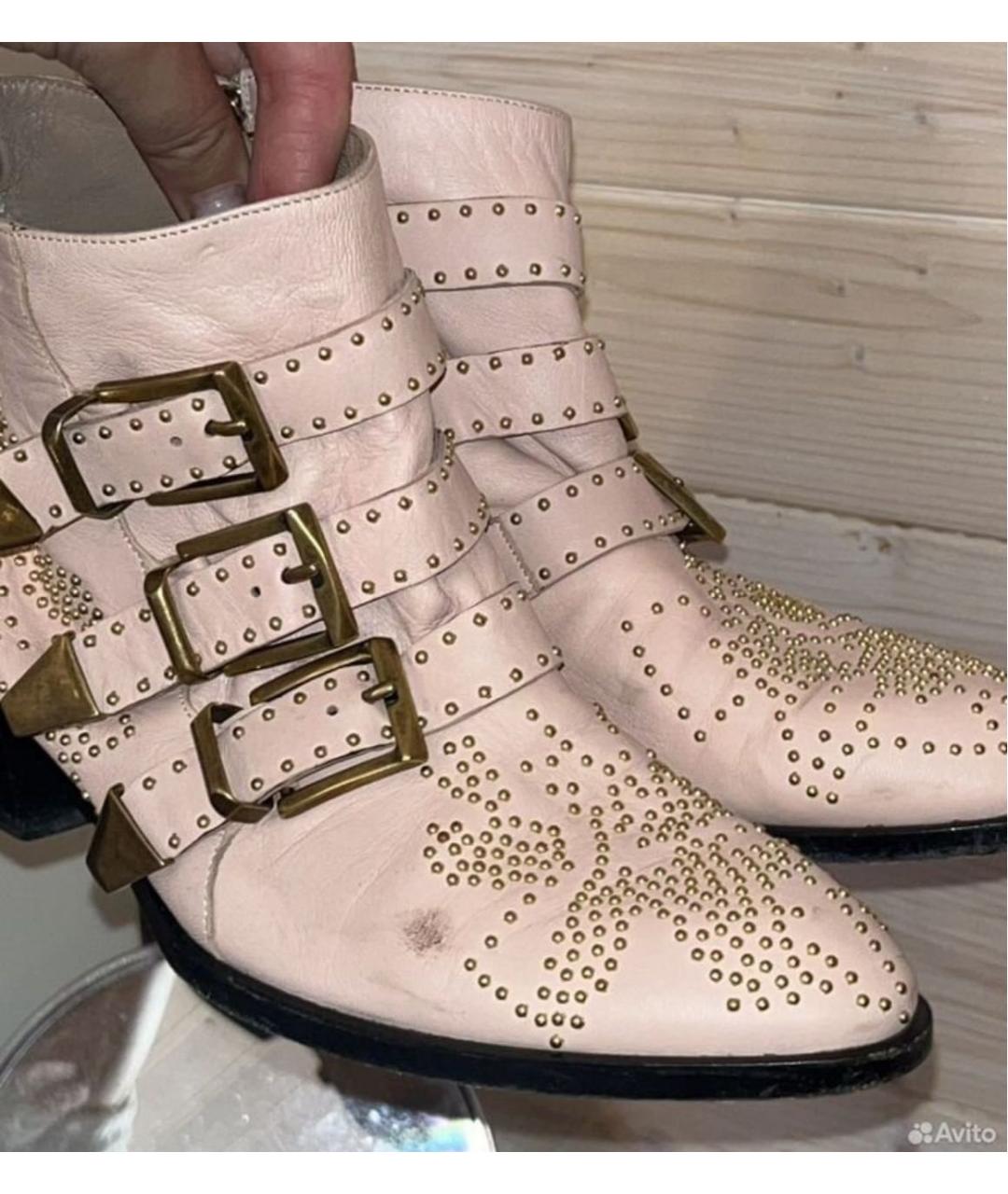 CHLOE Розовые кожаные полусапоги, фото 3