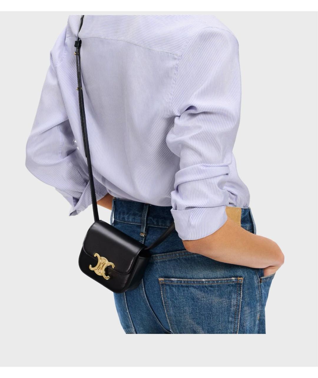 CELINE Черная кожаная сумка через плечо, фото 4