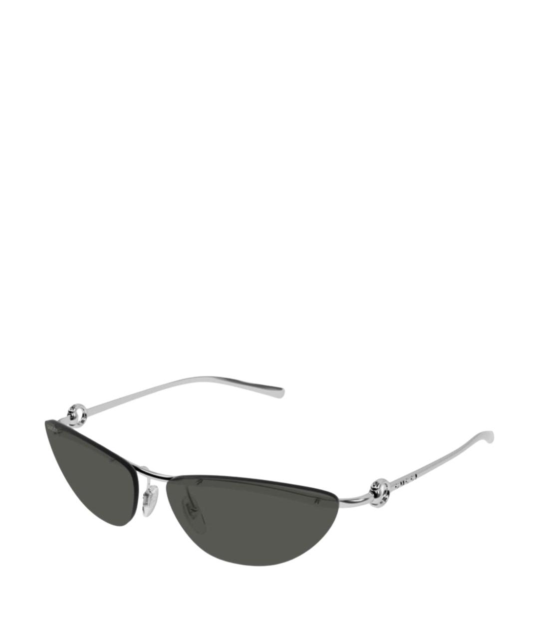 GUCCI Серебряные металлические солнцезащитные очки, фото 1