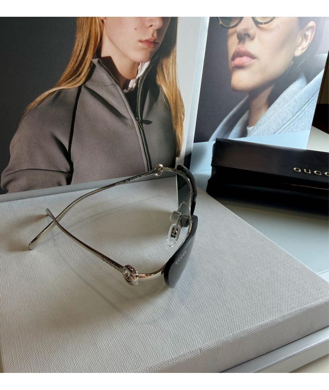 GUCCI Серебряные металлические солнцезащитные очки, фото 7