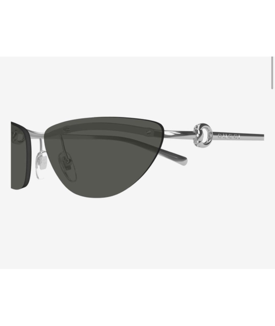 GUCCI Серебряные металлические солнцезащитные очки, фото 3