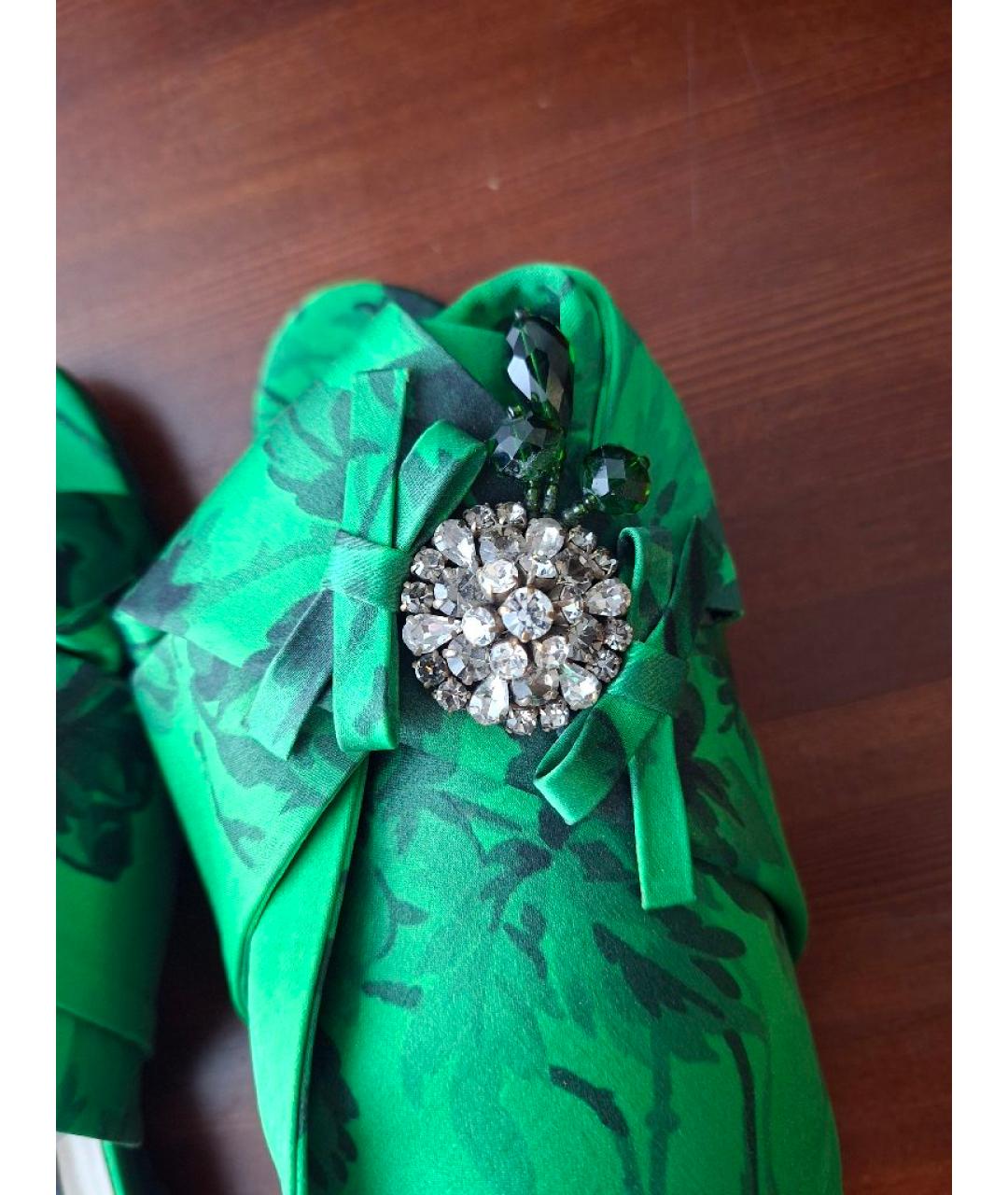 NO. 21 Зеленые текстильные шлепанцы, фото 6