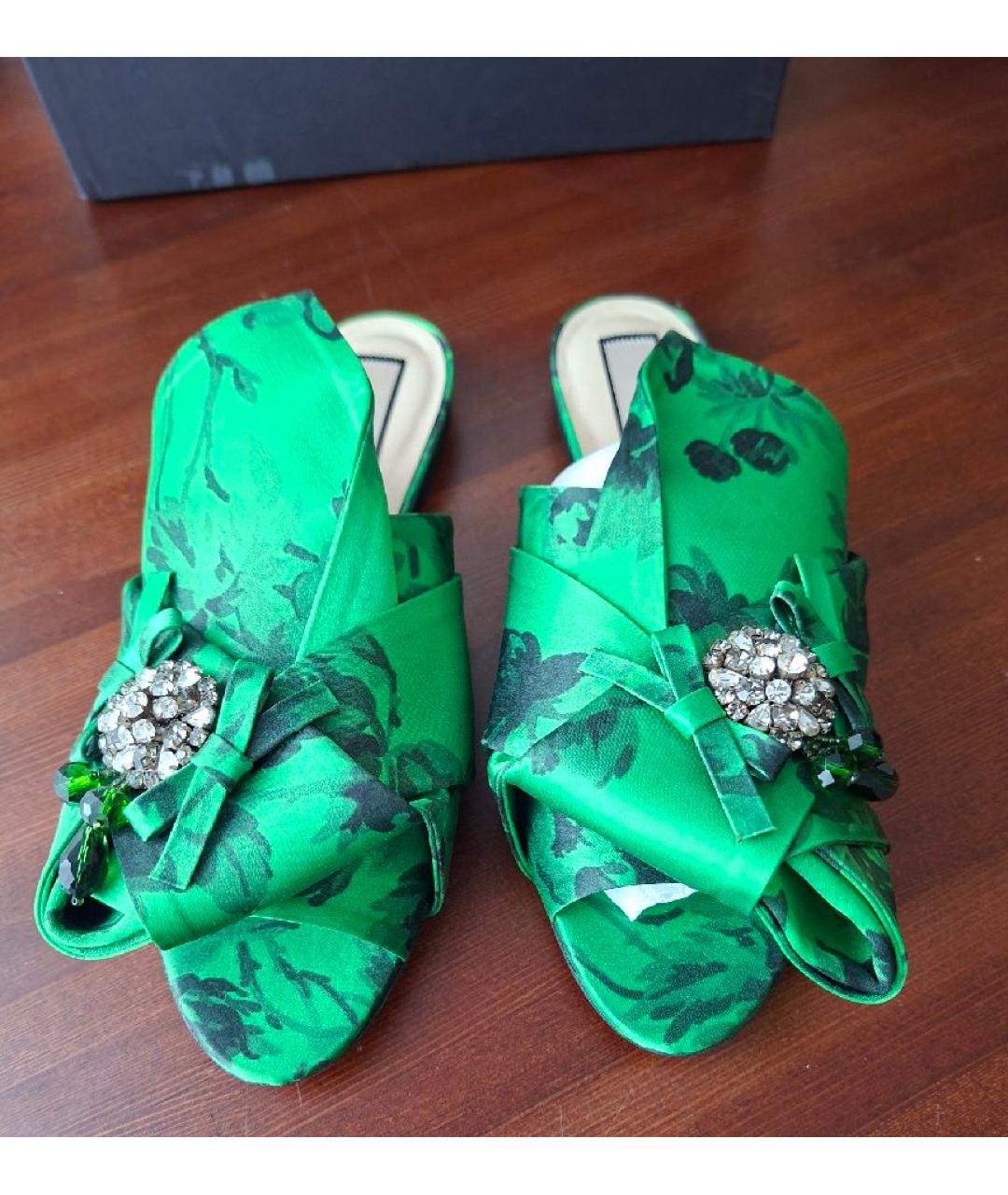 NO. 21 Зеленые текстильные шлепанцы, фото 2