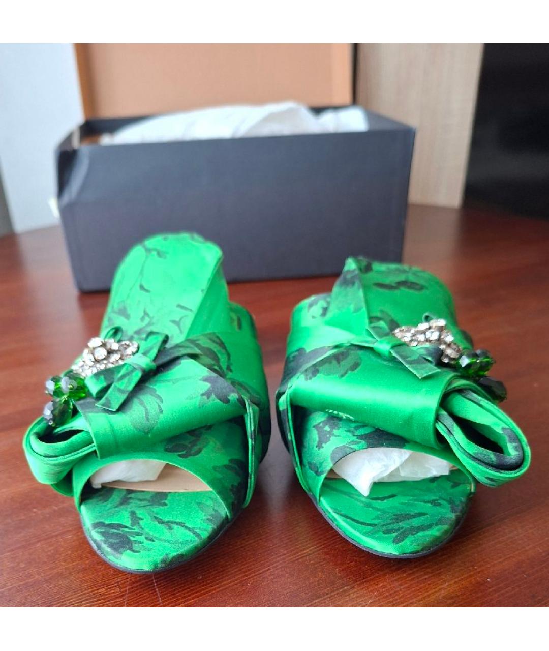 NO. 21 Зеленые текстильные шлепанцы, фото 4