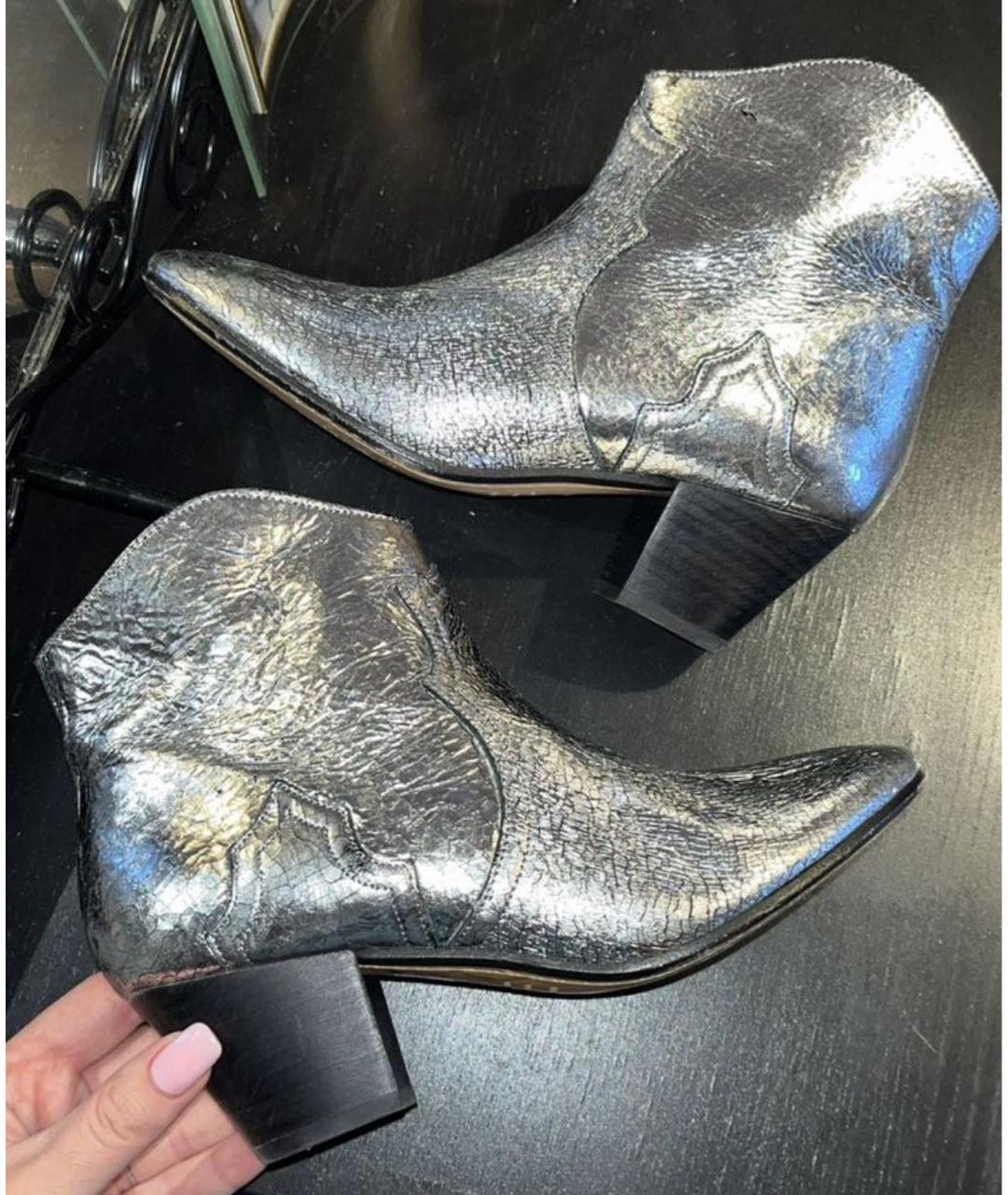 ISABEL MARANT Серебряные кожаные полусапоги, фото 2
