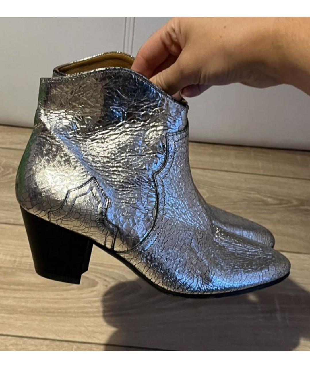 ISABEL MARANT Серебряные кожаные полусапоги, фото 9