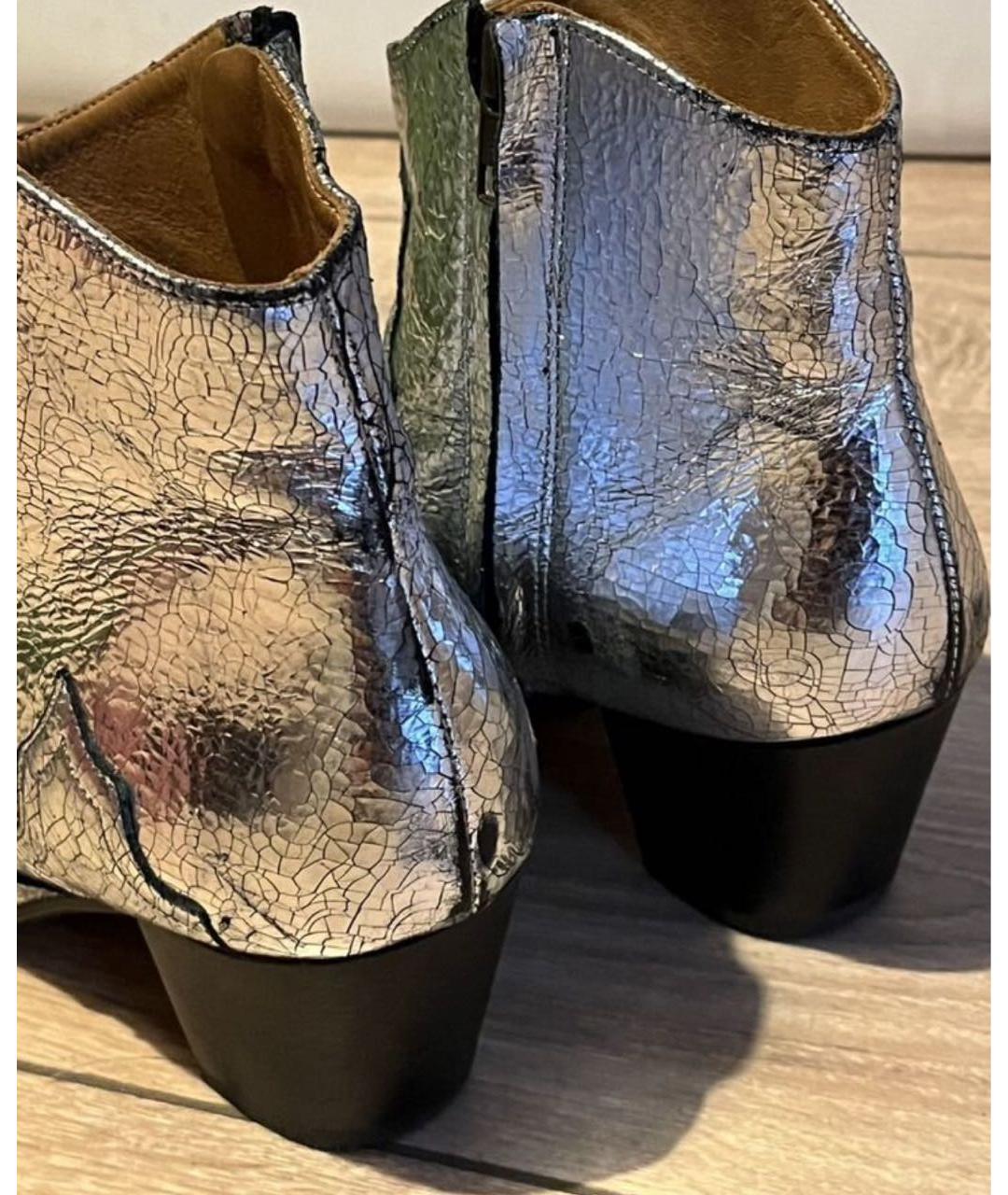 ISABEL MARANT Серебряные кожаные полусапоги, фото 8