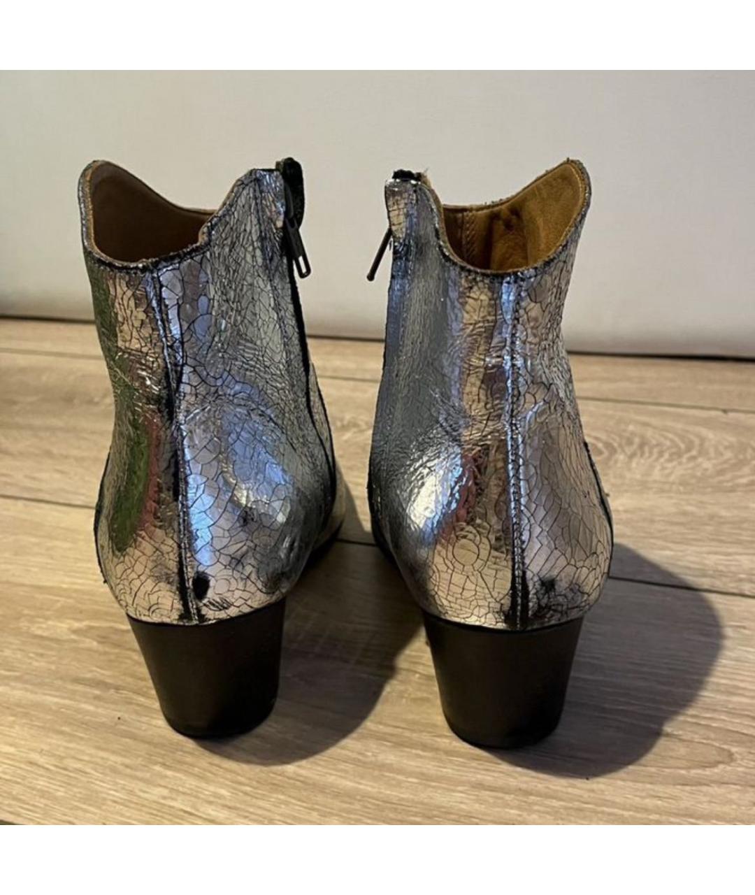 ISABEL MARANT Серебряные кожаные полусапоги, фото 7