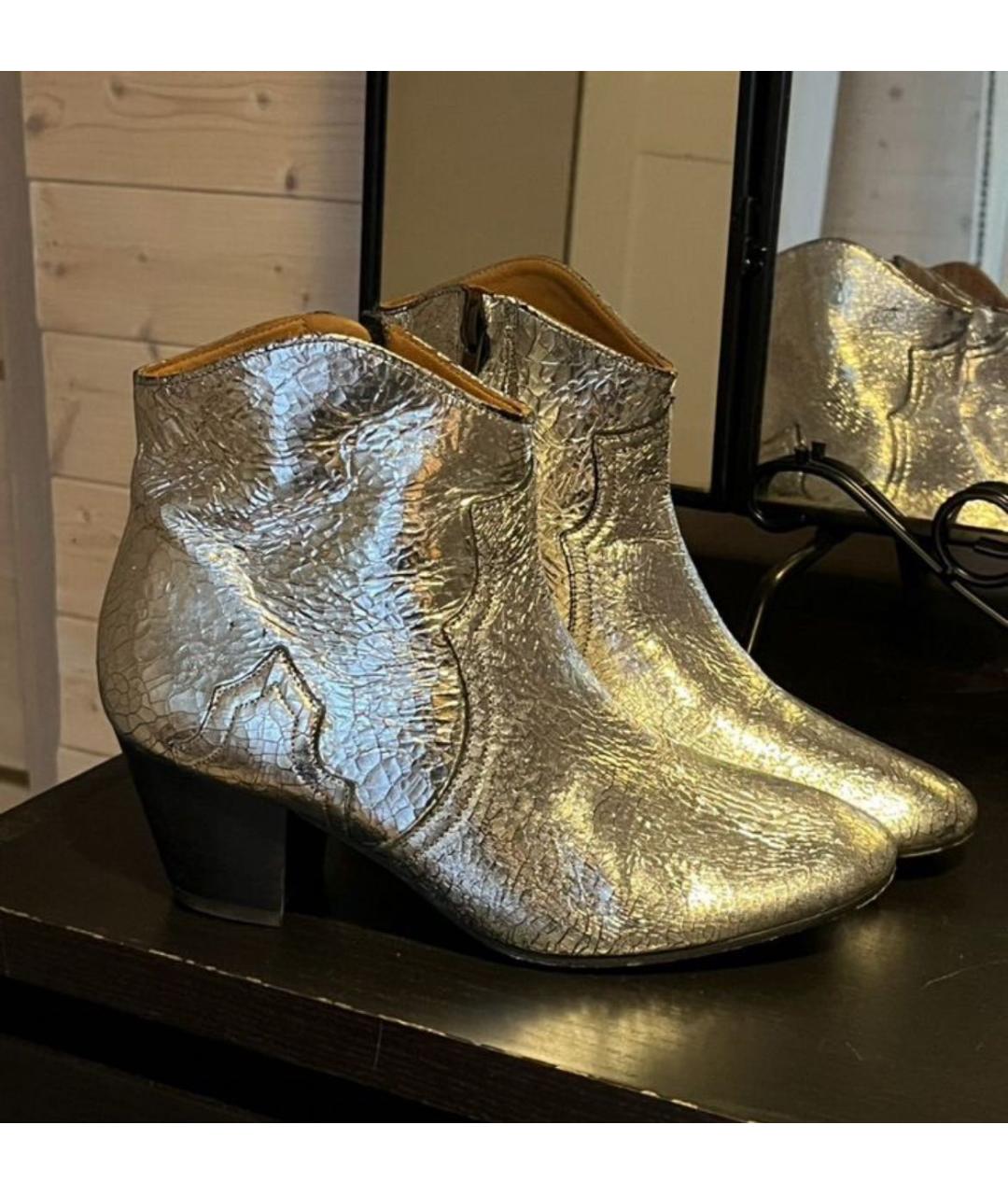 ISABEL MARANT Серебряные кожаные полусапоги, фото 5