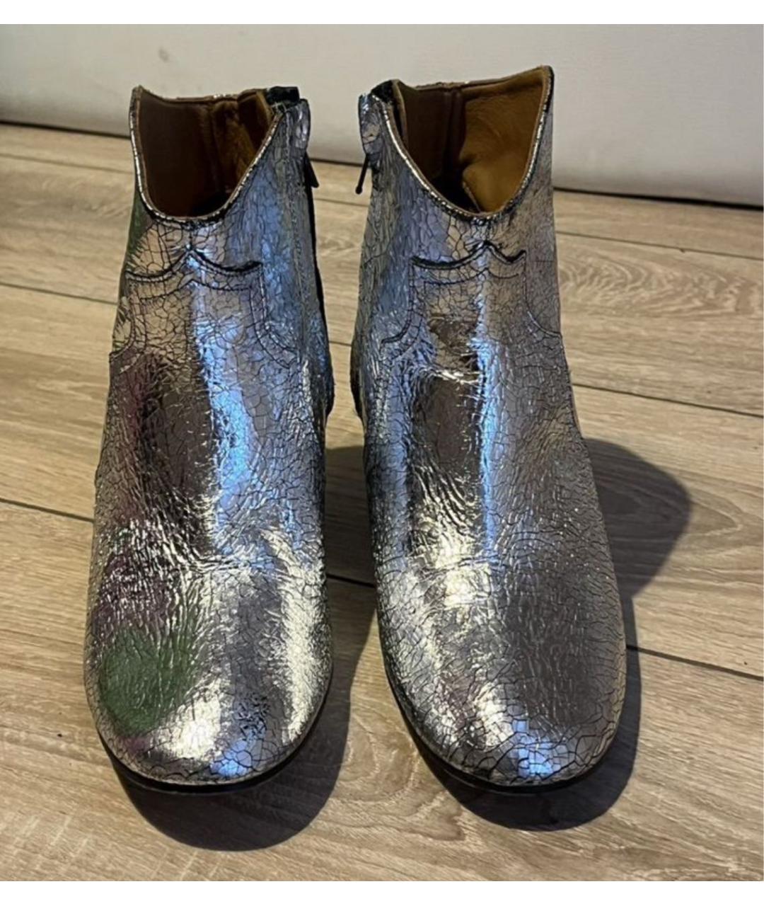 ISABEL MARANT Серебряные кожаные полусапоги, фото 3