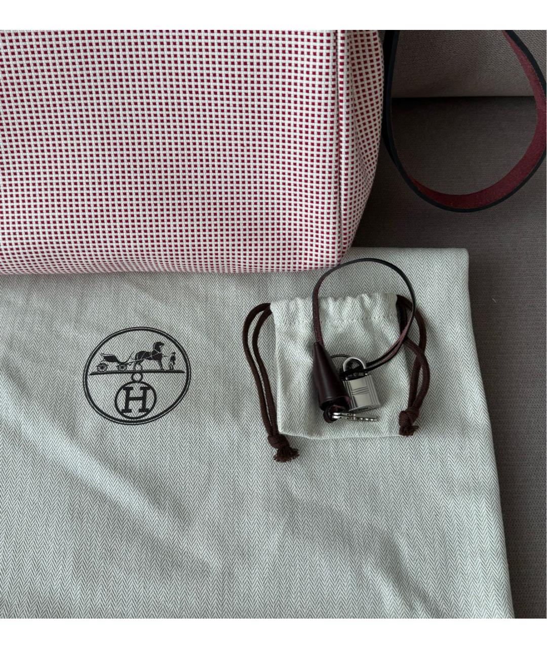 HERMES Бордовая тканевая сумка через плечо, фото 8