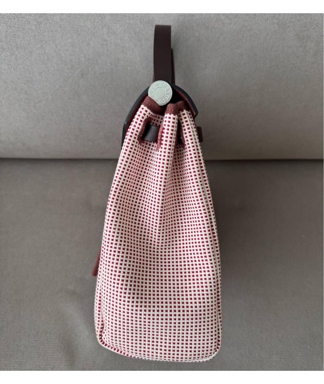 HERMES Бордовая тканевая сумка через плечо, фото 6