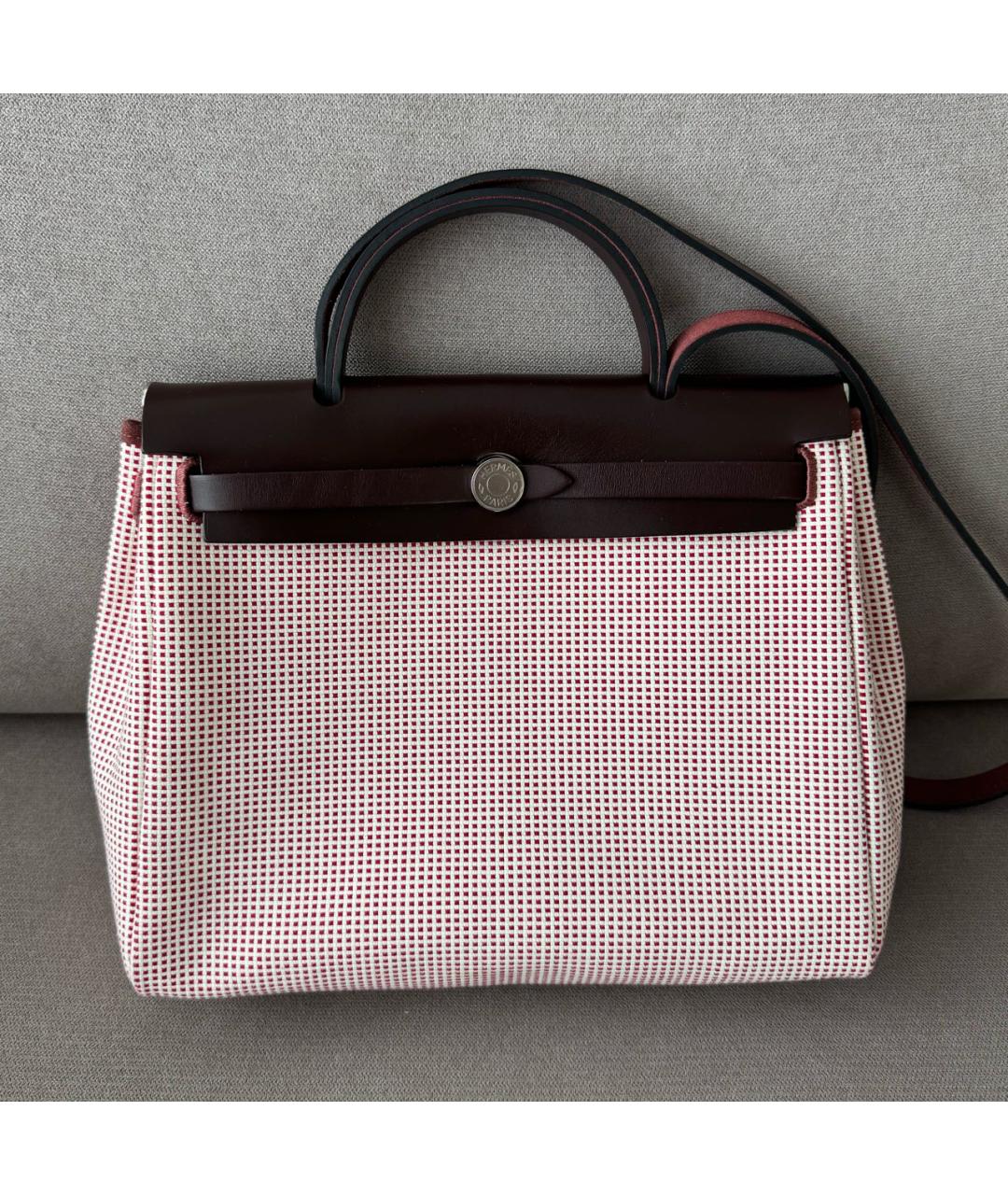 HERMES Бордовая тканевая сумка через плечо, фото 2
