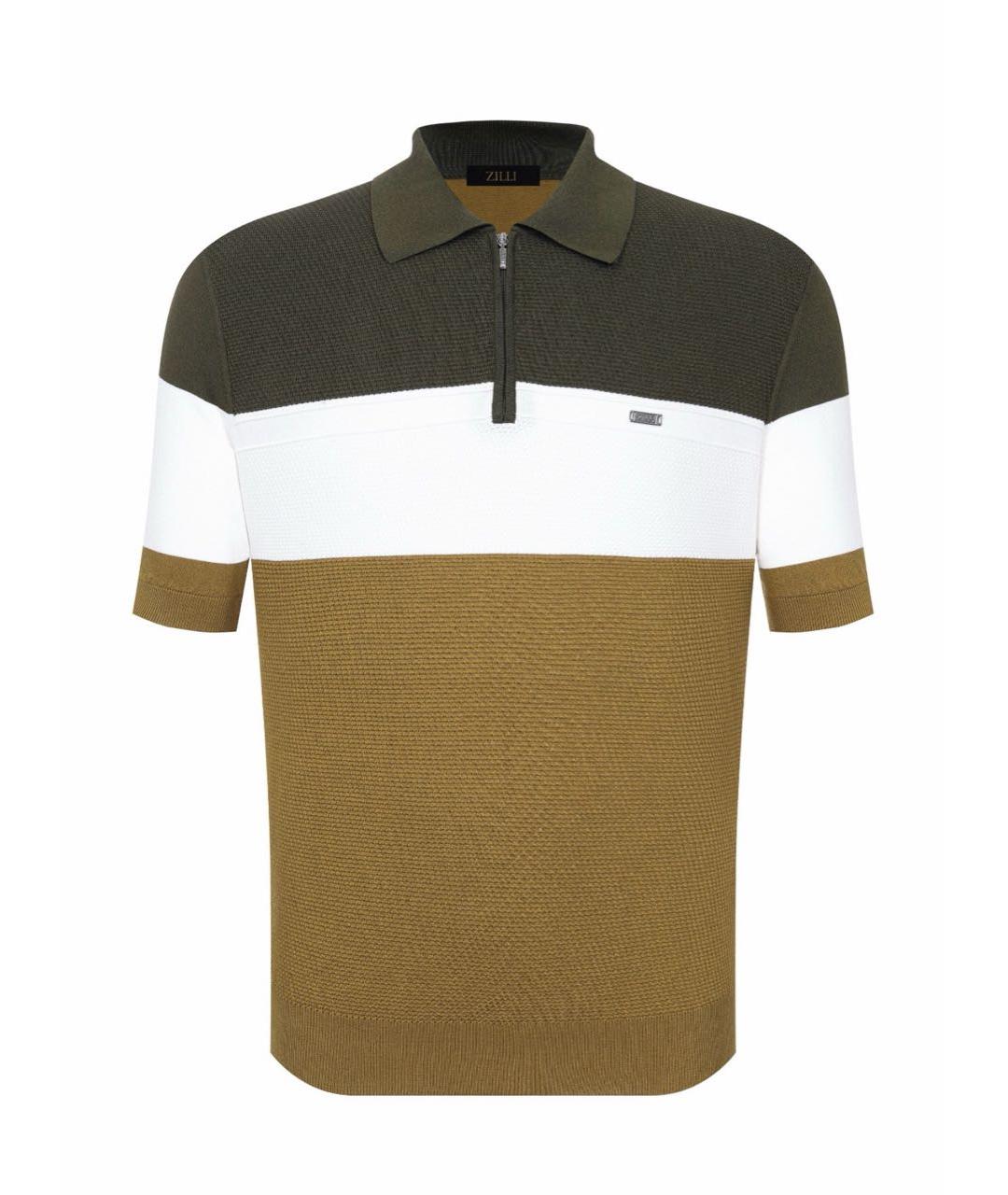 ZILLI Зеленые хлопковое поло с коротким рукавом, фото 6