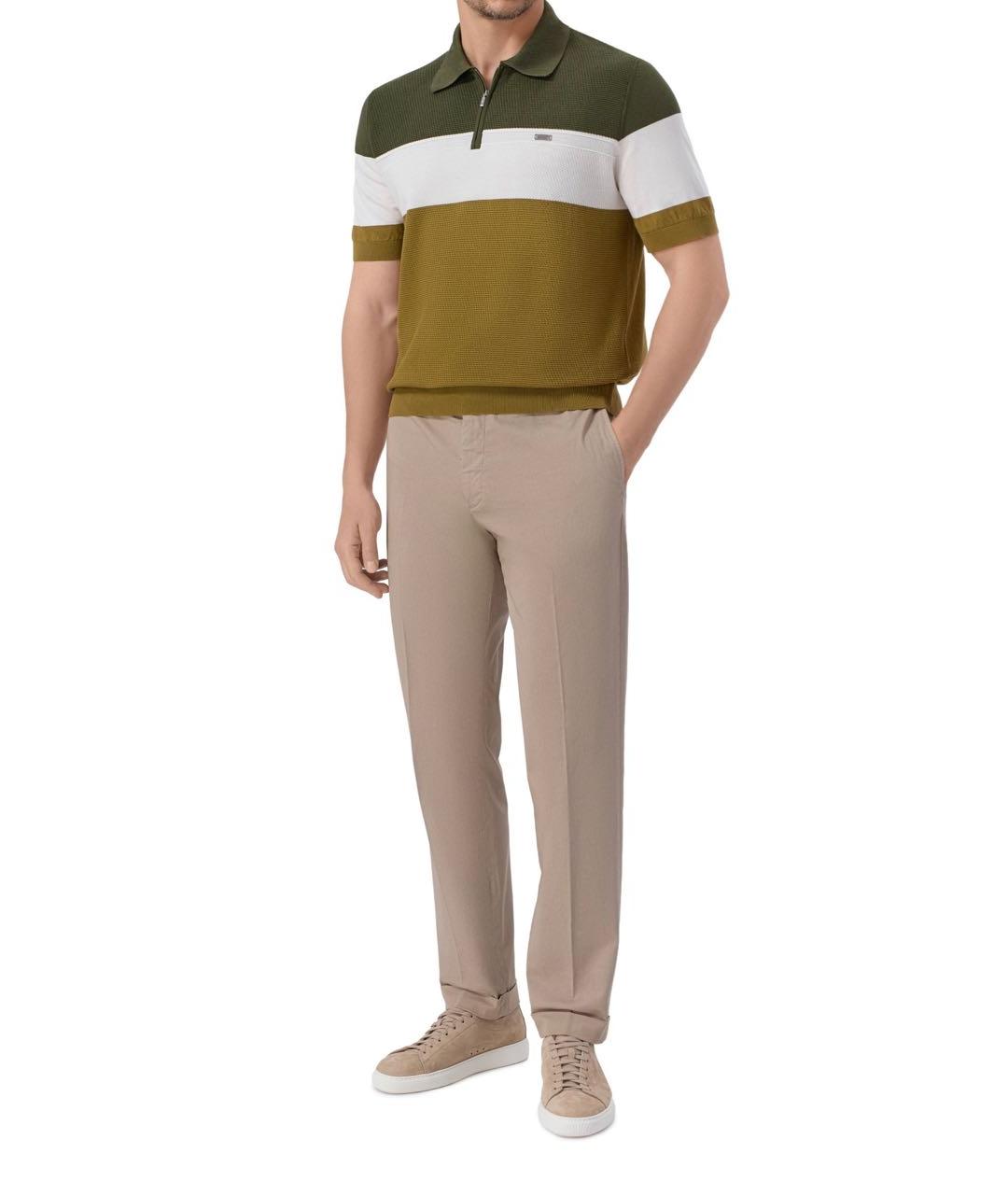 ZILLI Зеленые хлопковое поло с коротким рукавом, фото 5