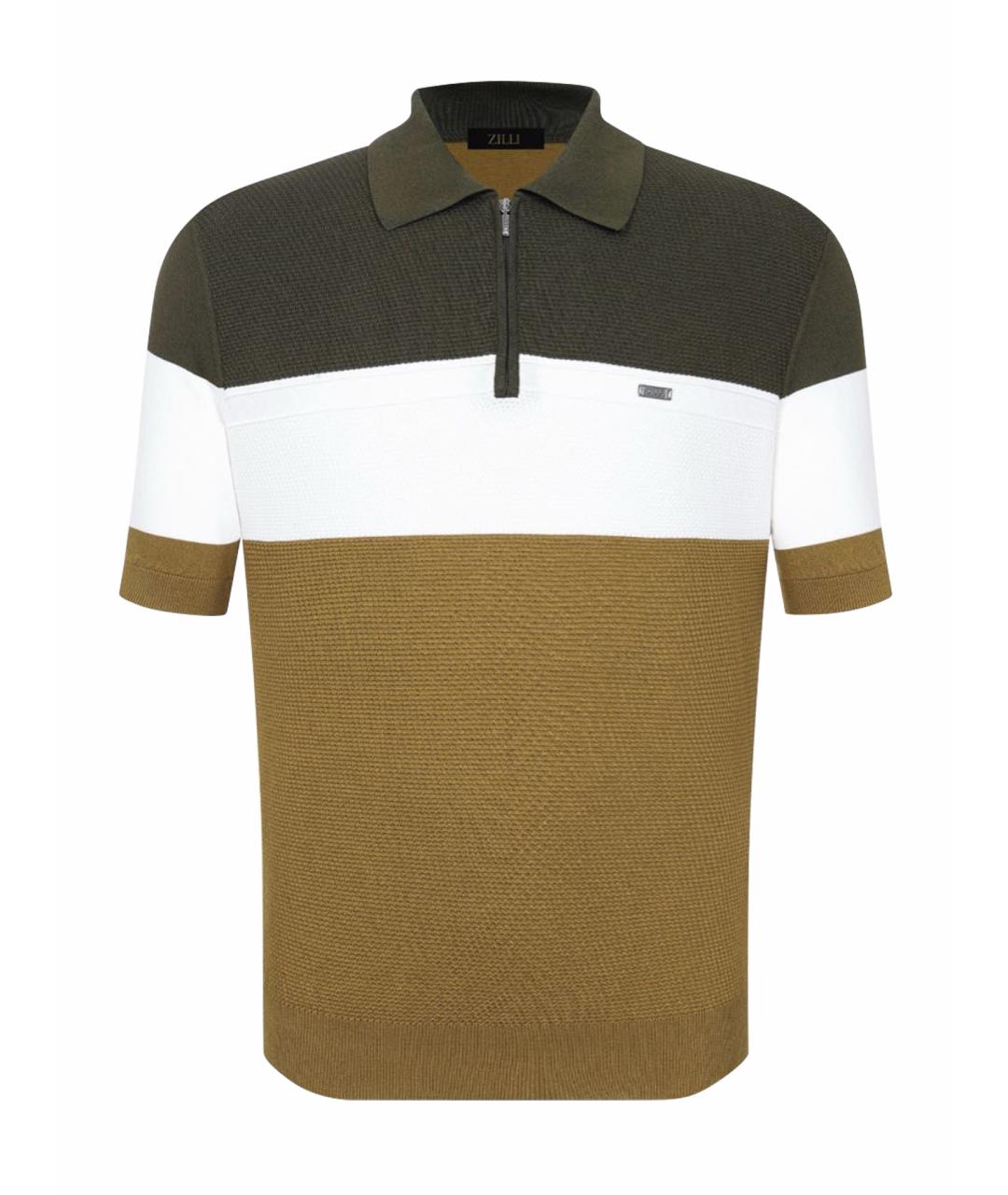 ZILLI Зеленые хлопковое поло с коротким рукавом, фото 1