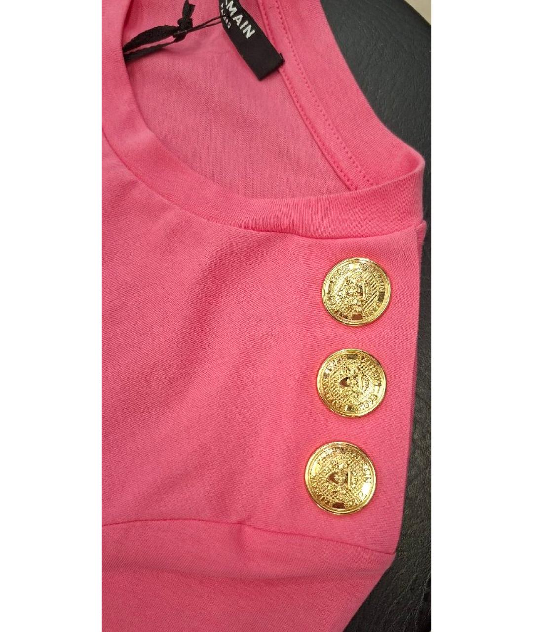BALMAIN Розовая хлопковая футболка, фото 7