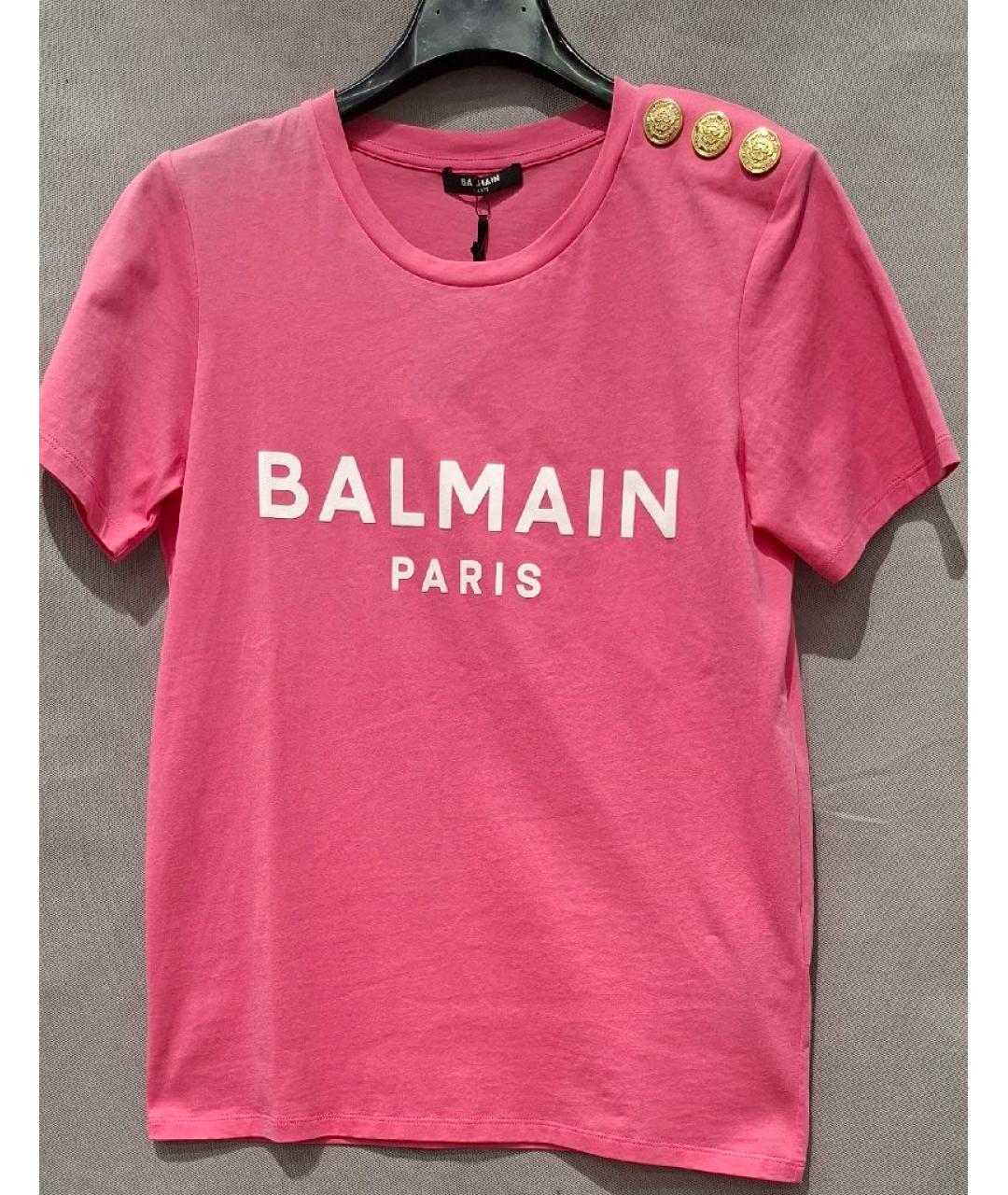 BALMAIN Розовая хлопковая футболка, фото 8