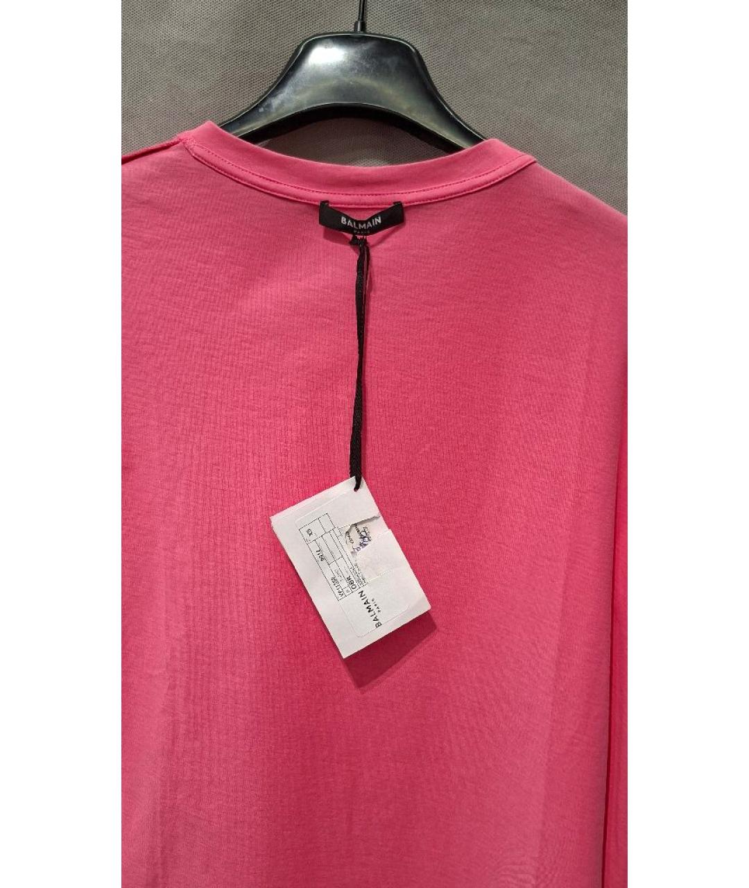 BALMAIN Розовая хлопковая футболка, фото 3